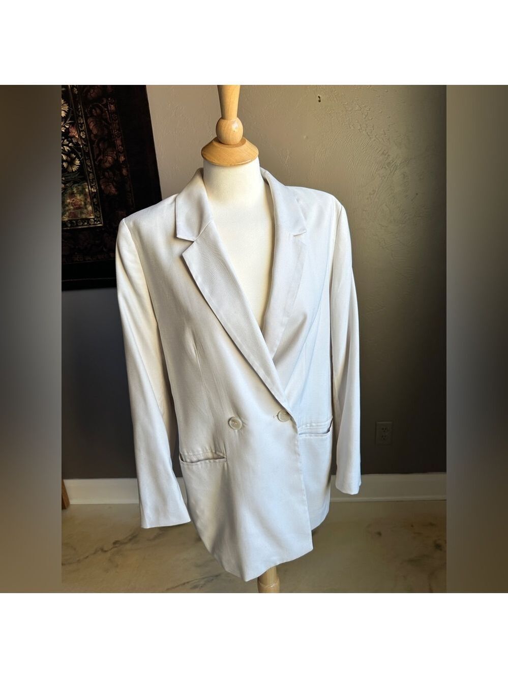 H&M Cream Double-Breasted Blazer – Women’s Small